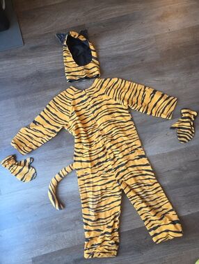 Vintage Handmade Tiger Costume Orange Black Jungle Cat Stripe Tigger Childs